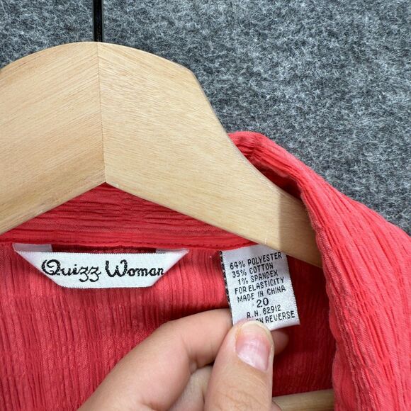 Quizz Shirt Women 20 Plus Pink Striped Button Up Collared Long Sleeve Cotton - Picture 3 of 6